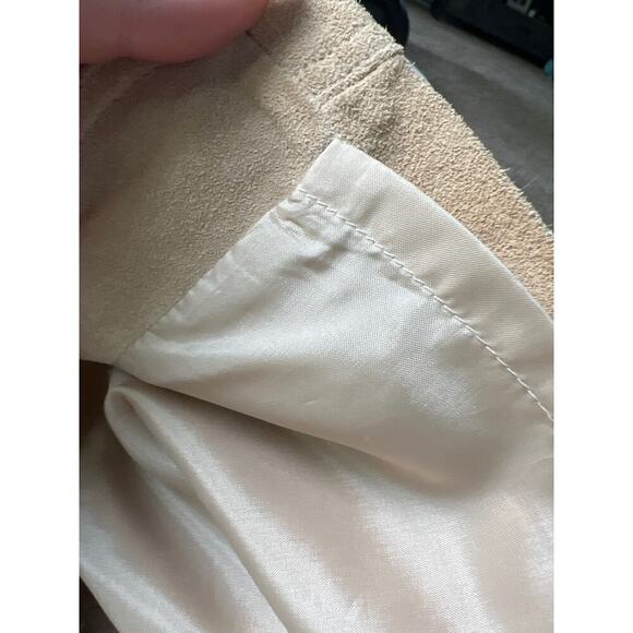 Michael Kors Genuine Tan Suede Leather Skirt Snaps & Zip /Belted Size 8 EUC - Picture 10 of 11